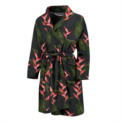 Heliconia Pattern Print Design HL07 Men Bathrobe