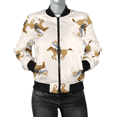 Cowboy Pattern Print Design 01 Women's Bomber Jacket