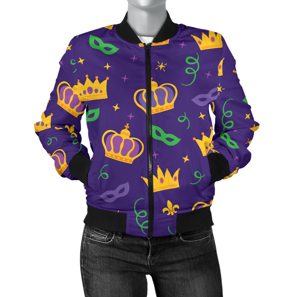 Mardi Gras Pattern Print Design 03 Women's Bomber Jacket