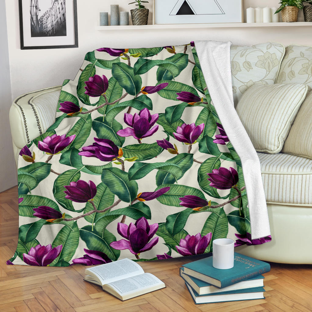 Magnolia Pattern Print Design MAG07 Fleece Blanket
