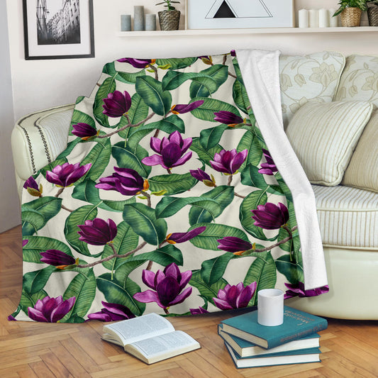 Magnolia Pattern Print Design MAG07 Fleece Blanket