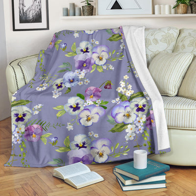 Pansy Pattern Print Design PS05 Fleece Blanket