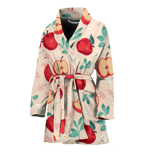 Apple Pattern Print Design AP06 Women Bathrobe