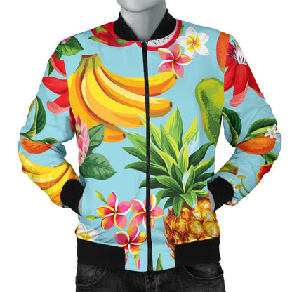 Tropical Fruits Pattern Print Design TF01 Men Bomber Jacket
