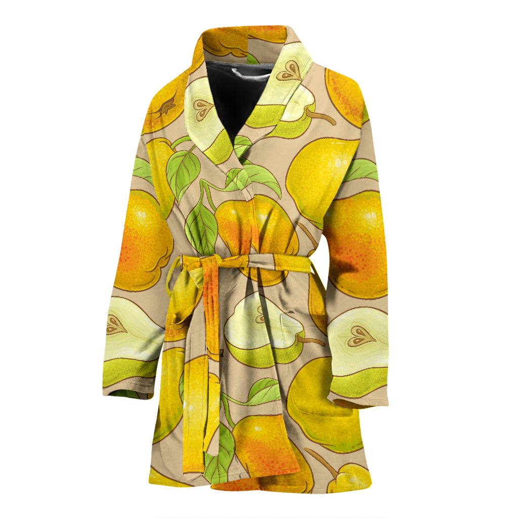 Pear Pattern Print Design PE05 Women Bathrobe