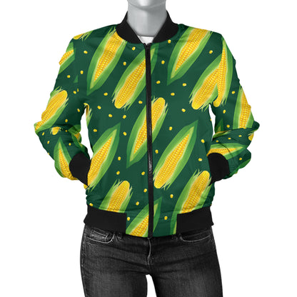 Corn Pattern Print Design 03 Women's Bomber Jacket