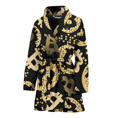 Bitcoin Pattern Print Design DO06 Women Bathrobe