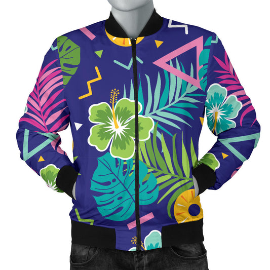 Hawaiian Themed Pattern Print Design H014 Men Bomber Jacket