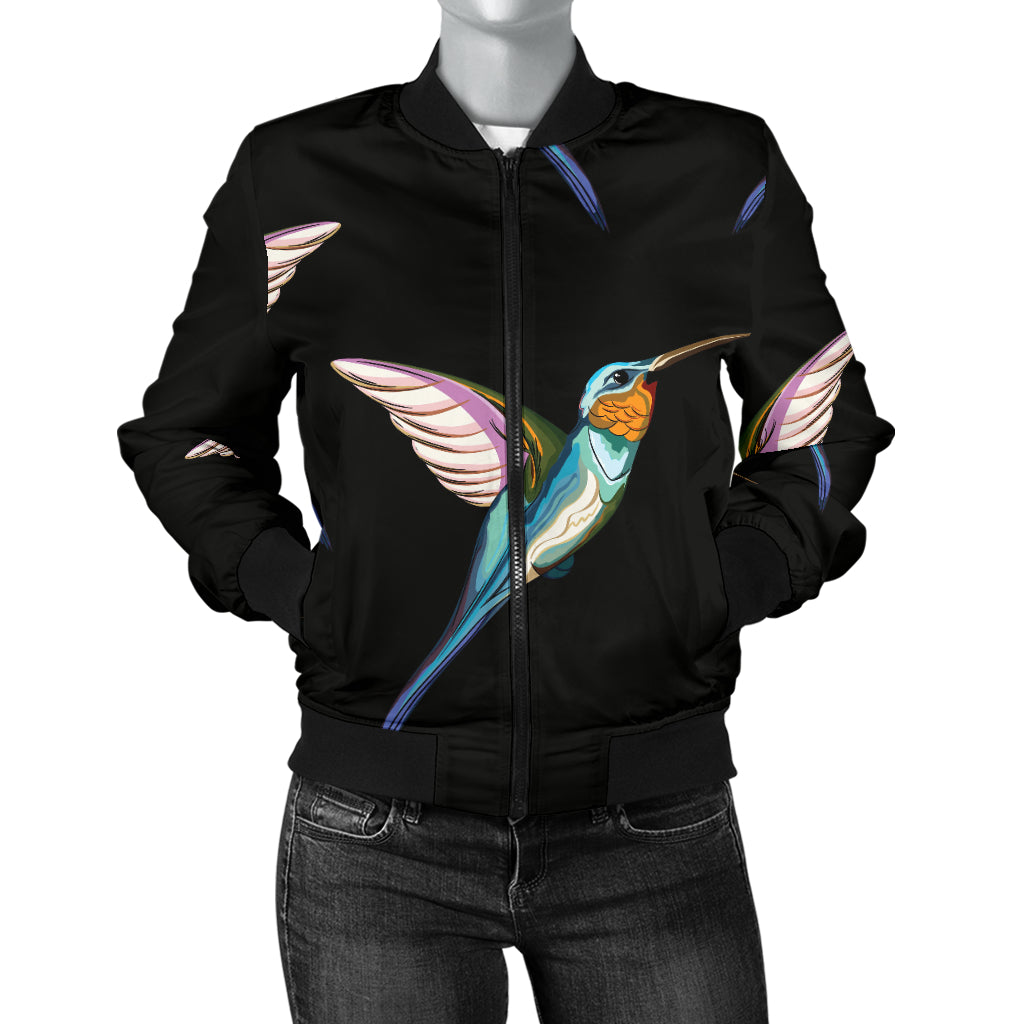 Hummingbird Pattern Print Design 06 Women's Bomber Jacket