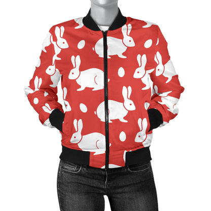 Rabbit Pattern Print Design RB017 Women Bomber Jacket