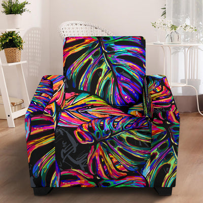 Neon Color Tropical Palm Leaves Armchair Slipcover