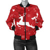 Reindeer Red Pattern Print Design 01 Women's Bomber Jacket