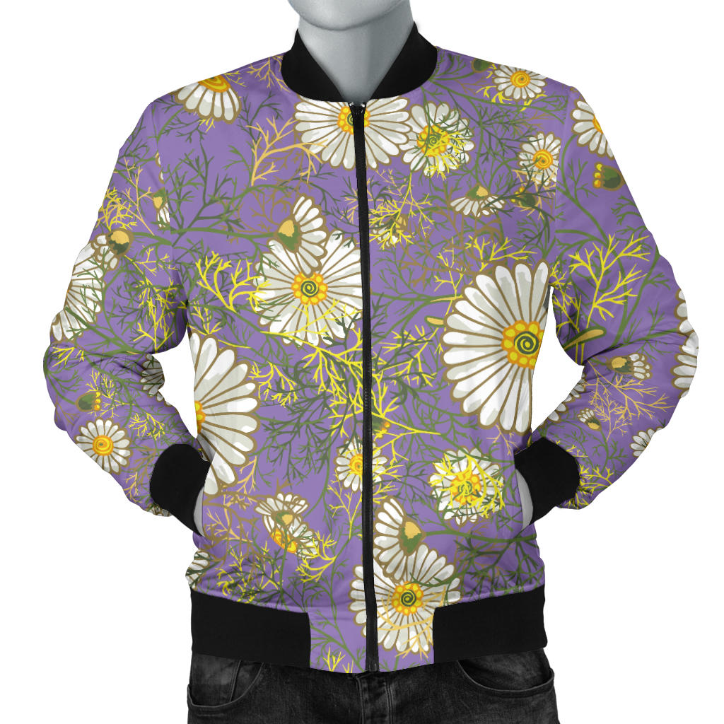 Daisy Pattern Print Design DS011 Men Bomber Jacket