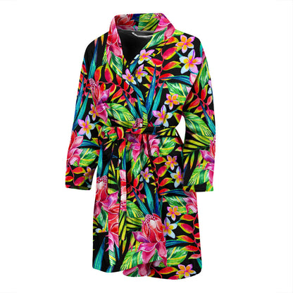Heliconia Pattern Print Design HL02 Men Bathrobe
