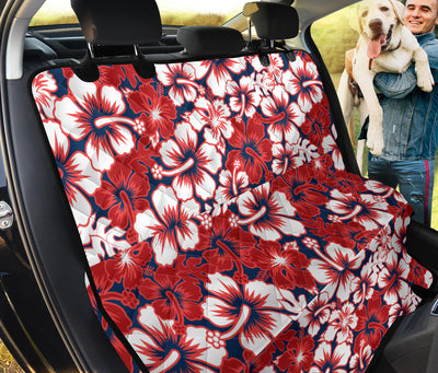 Red Hibiscus Pattern Print Design HB01 Rear Dog  Seat Cover