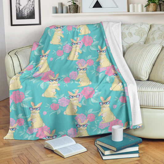 Rabbit Pattern Print Design RB05 Fleece Blanket