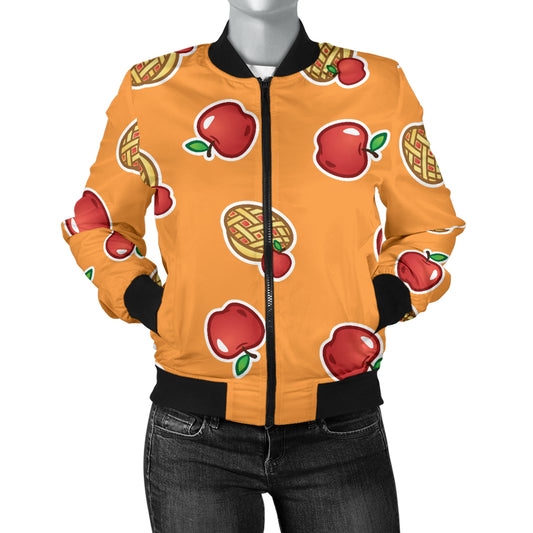Apple Pie Pattern Print Design 02 Women's Bomber Jacket