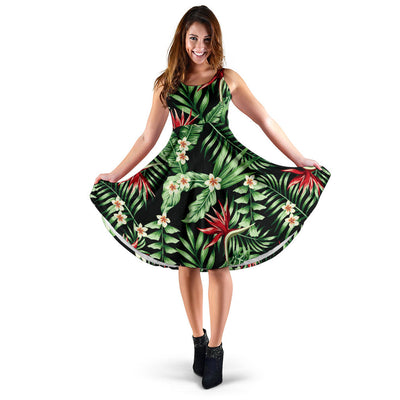 Bird Of Paradise Pattern Print Design BOP05 Midi Dress