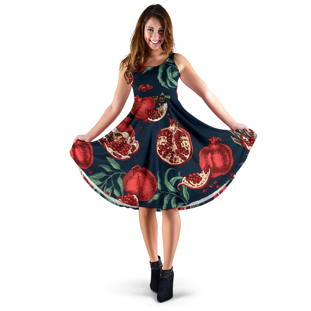 Pomegranate Pattern Print Design PG04 Midi Dress