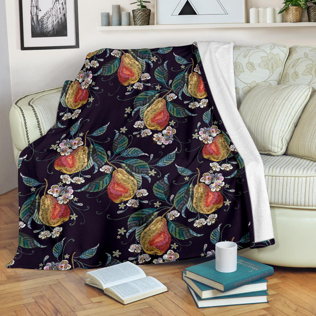 Pear Pattern Print Design PE02 Fleece Blanket