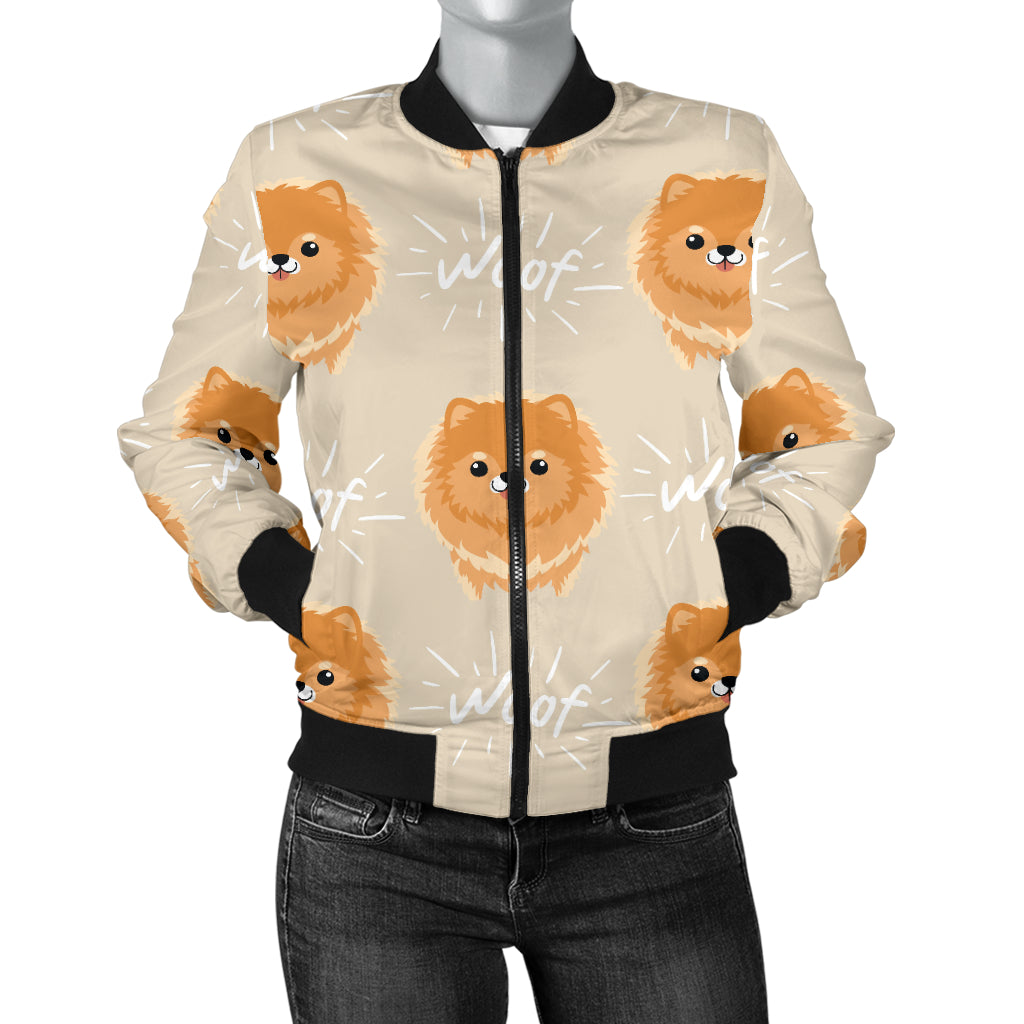 Pomeranians Pattern Print Design A04 Women's Bomber Jacket