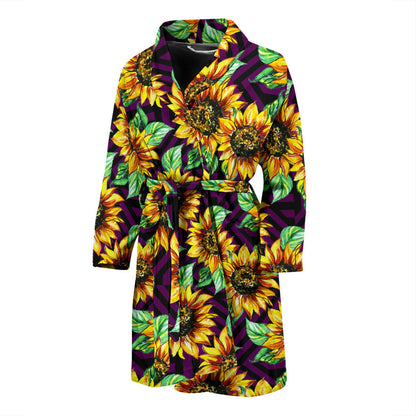 Sunflower Pattern Print Design SF012 Men Bathrobe