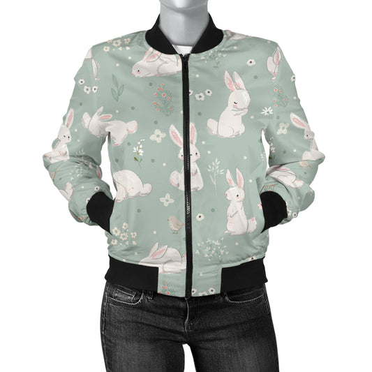 Bunny Pattern Print Design 03 Women's Bomber Jacket