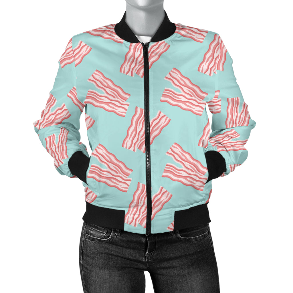 Bacon Pattern Print Design 04 Women's Bomber Jacket
