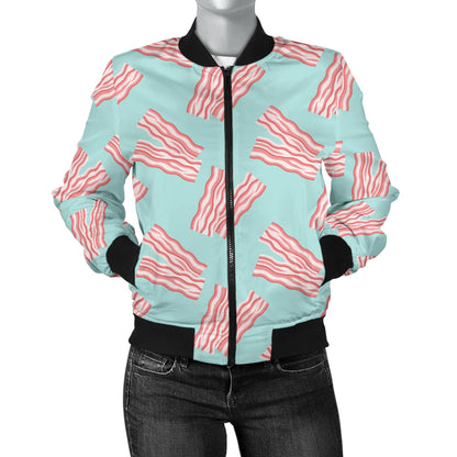 Bacon Pattern Print Design 04 Women's Bomber Jacket