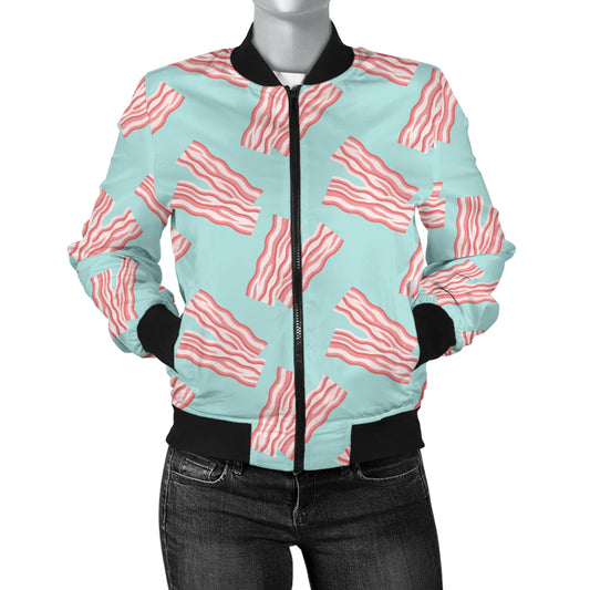 Bacon Pattern Print Design 04 Women's Bomber Jacket