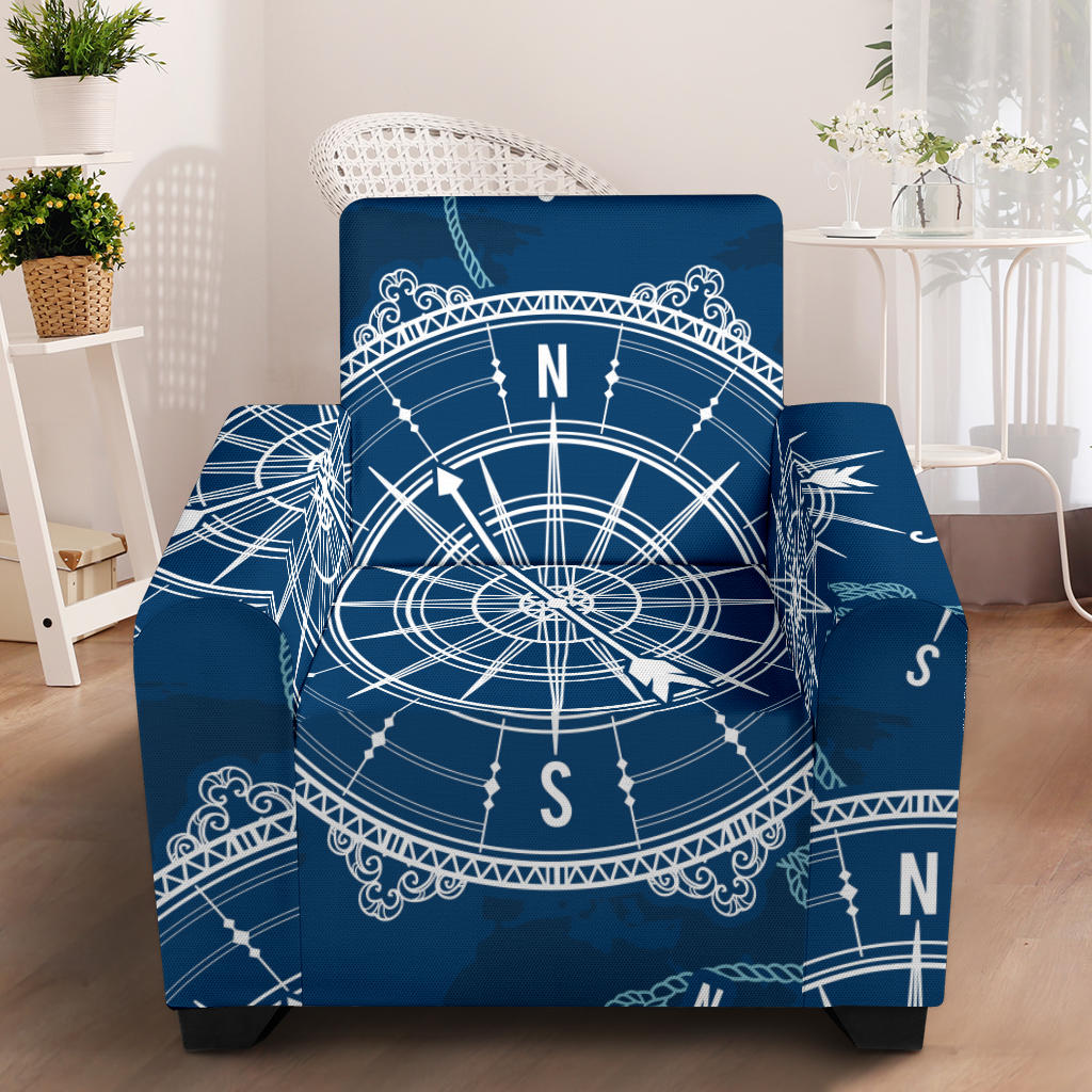 Nautical Compass Print Armchair Slipcover