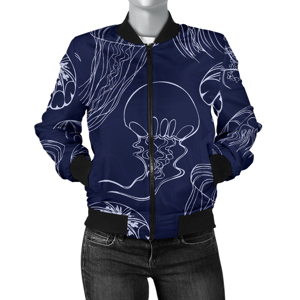 Jellyfish Pattern Print Design 05 Women's Bomber Jacket