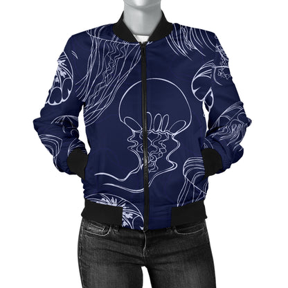Jellyfish Pattern Print Design 05 Women's Bomber Jacket