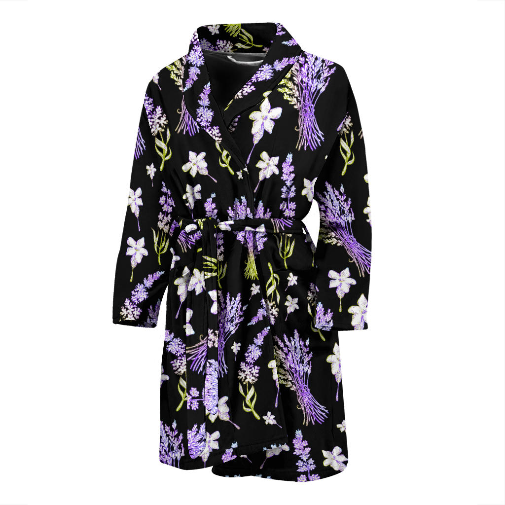 Lavender Pattern Print Design LV04 Men Bathrobe