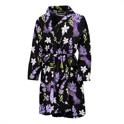 Lavender Pattern Print Design LV04 Men Bathrobe