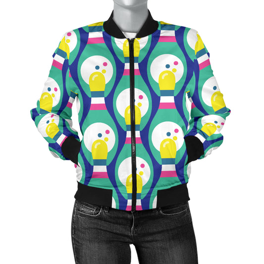 Bowling Pattern Print Design 04 Women's Bomber Jacket