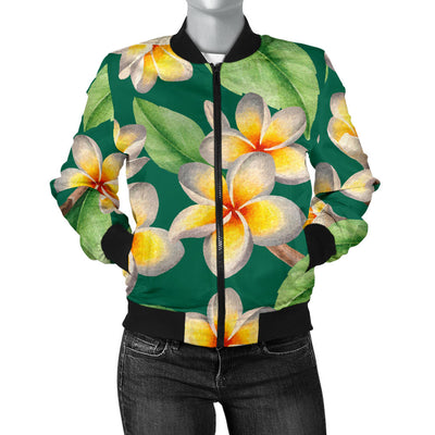 Plumeria Pattern Print Design PM07 Women Bomber Jacket