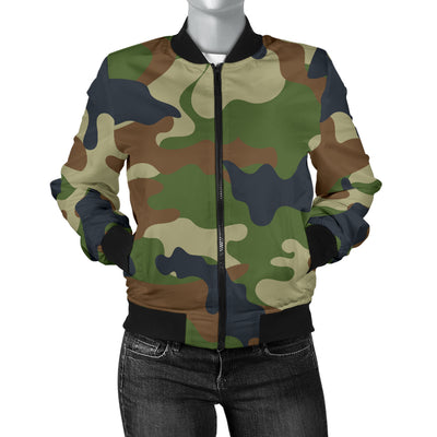 Army Camouflage Pattern Print Design 01 Women's Bomber Jacket