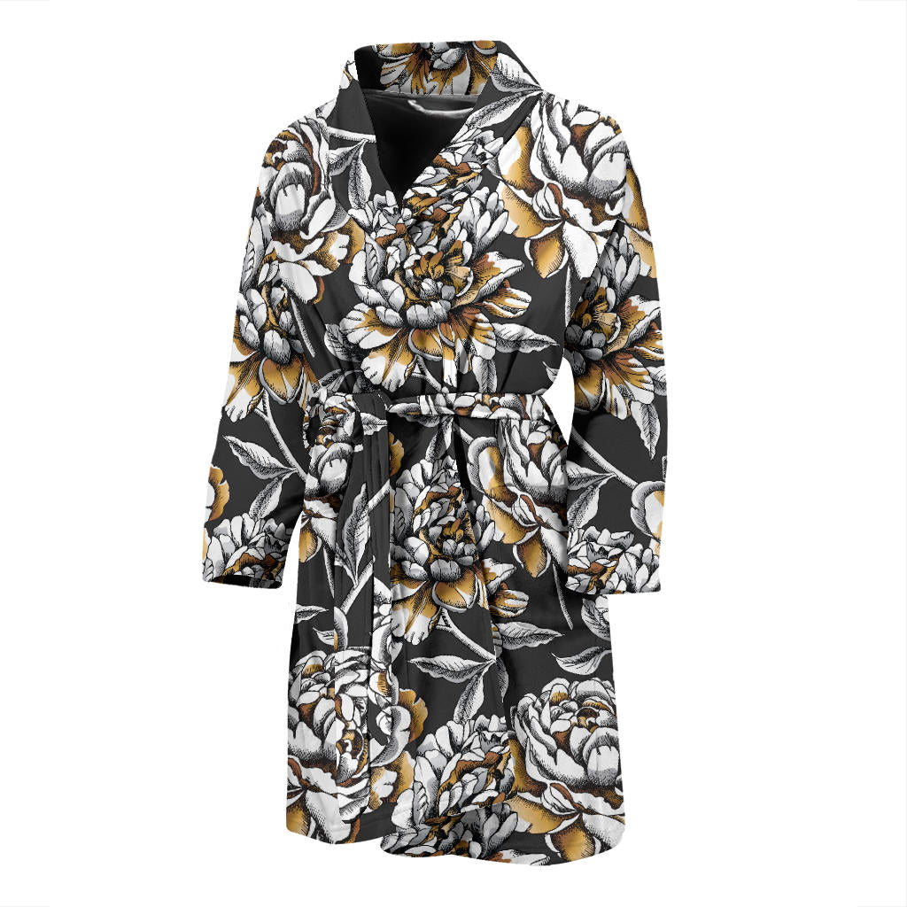 Peony Pattern Print Design PE06 Men Bathrobe