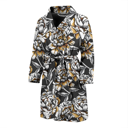 Peony Pattern Print Design PE06 Men Bathrobe