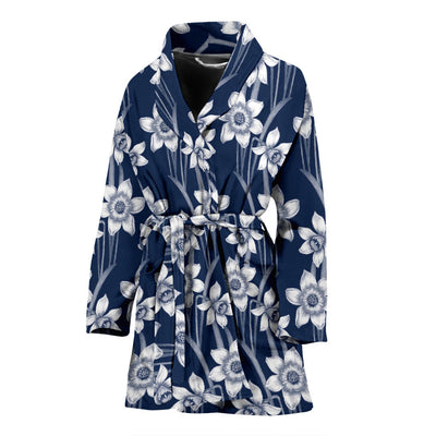 Daffodils Pattern Print Design DF09 Women Bathrobe