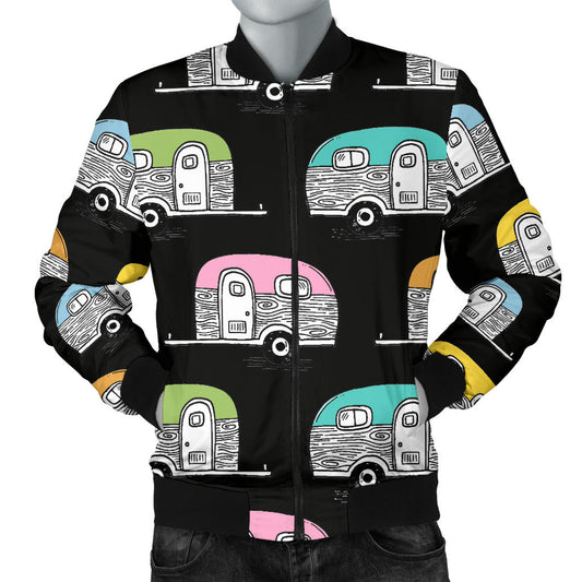 Camper Pattern Camping Themed No 2 Print Men Bomber Jacket