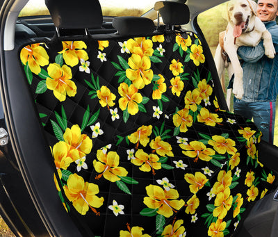 Yellow Hibiscus Pattern Print Design HB08 Rear Dog  Seat Cover