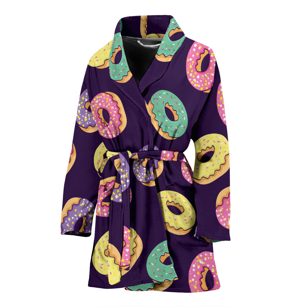 Donut Pattern Print Design DN08 Women Bathrobe