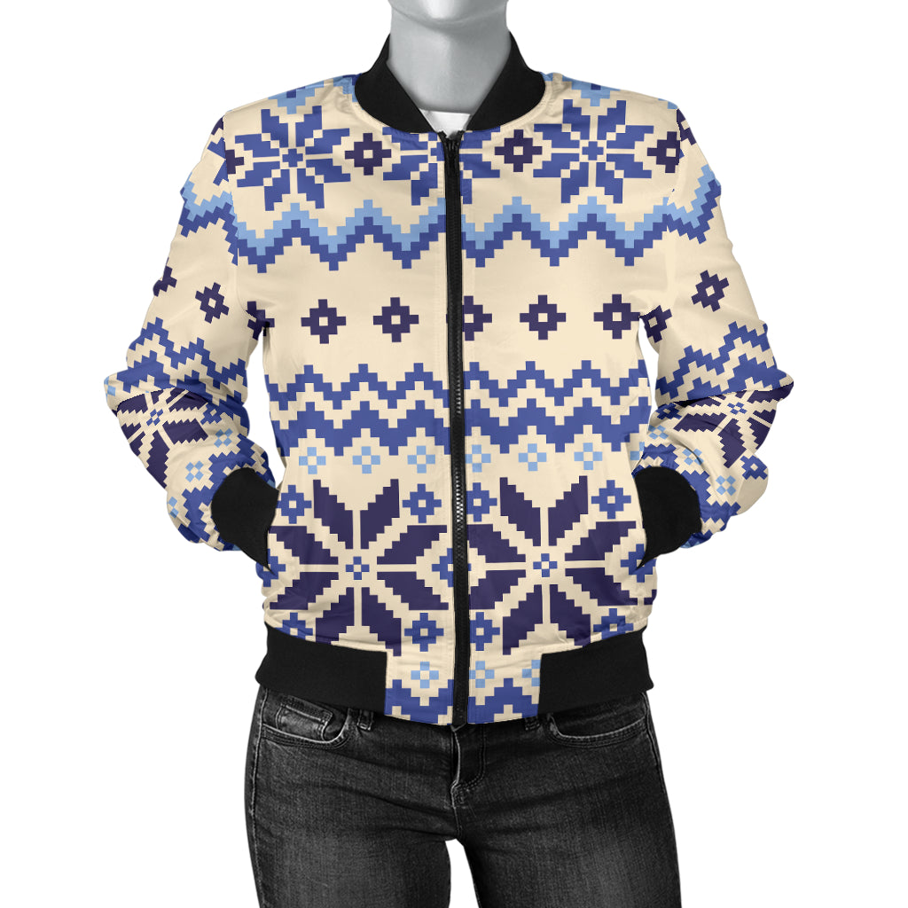 Nordic Pattern Print Design A03 Women's Bomber Jacket