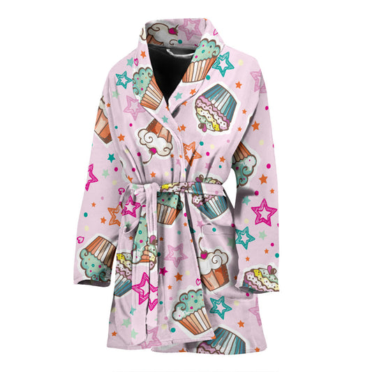 Cupcake Pattern Print Design CP03 Women Bathrobe