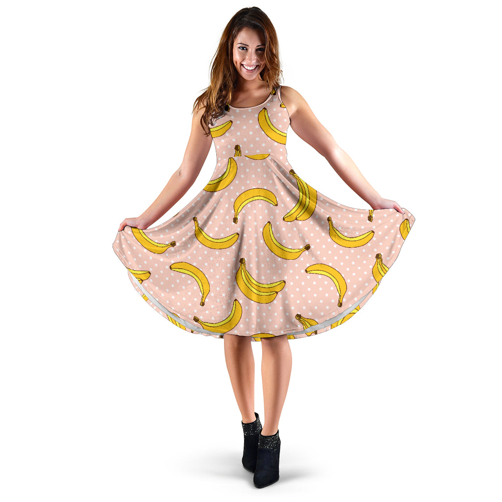 Banana Pattern Print Design BA06 Midi Dress