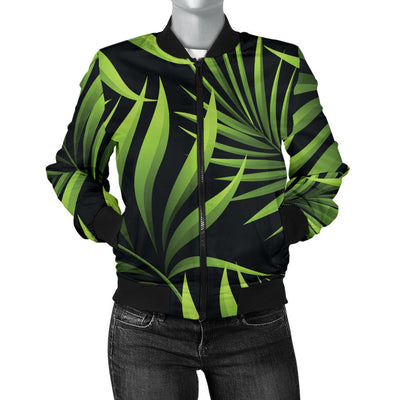 Palm Leaves Pattern Print Design PL07 Women Bomber Jacket