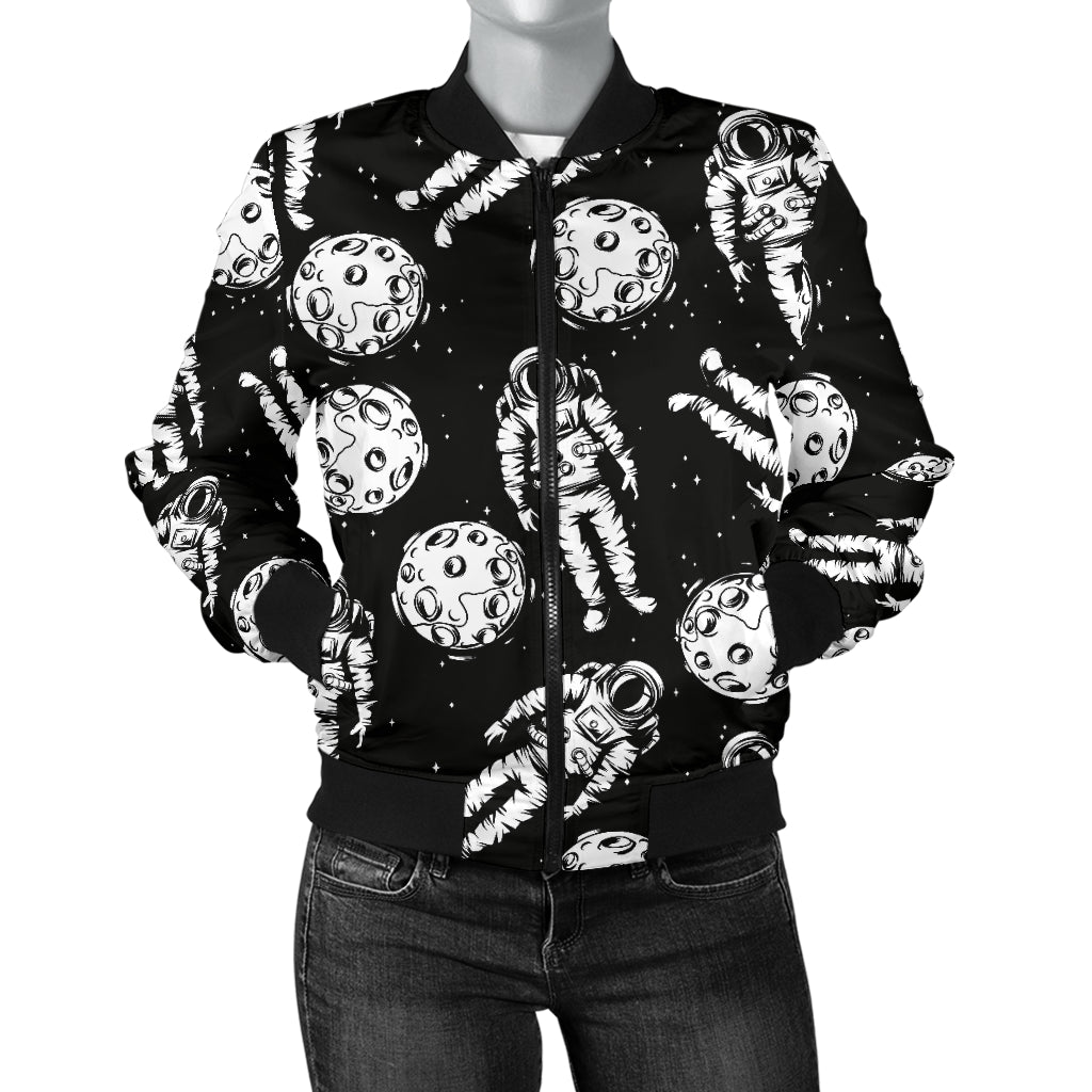Astronaut Pattern Print Design 03 Women's Bomber Jacket