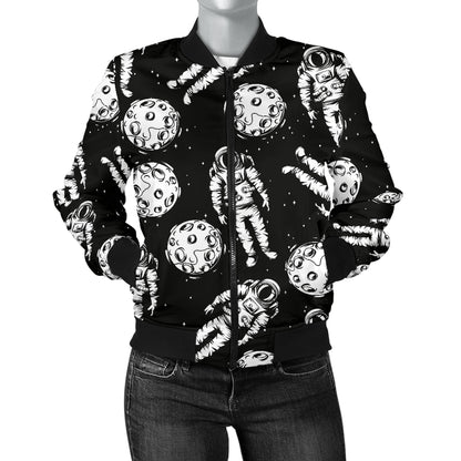 Astronaut Pattern Print Design 03 Women's Bomber Jacket